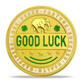 deDecoml Good Luck Challenge Coin with Horseshoe and Four Leaves Clover Design