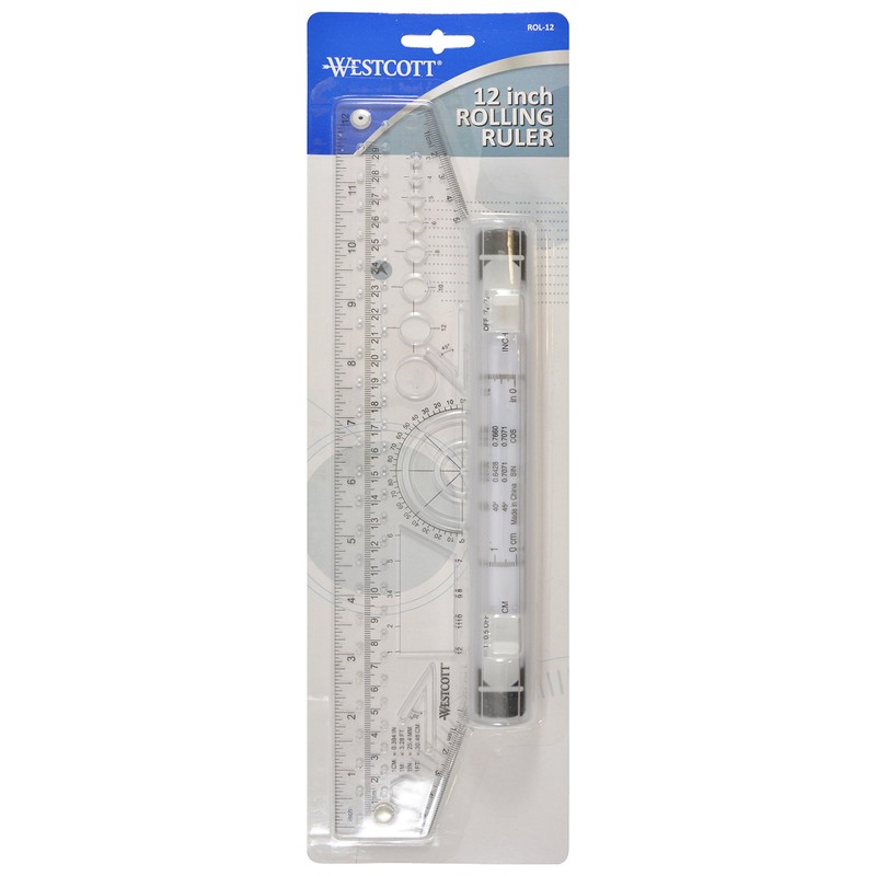 Westcott 12" Rolling Ruler, Clear