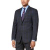 Sean John Mens Windowpane Slim Two Button Blazer Jacket, Grey,