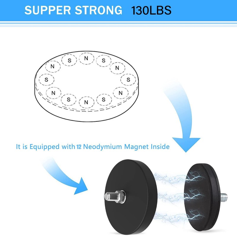 Liftsun Anti-Scratch Mounting Magnets,130lbs Rubber Coated Super Strong Rare Earth