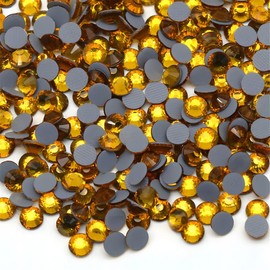 Hotfix Rhinestones Flatback Glass Rhinestone 6000PCS SS6 1.9-2.0MM Round Gems for Nails Art Glitter Crystals Stone DIY Bags Clothes Shoes (Golden Yellow)