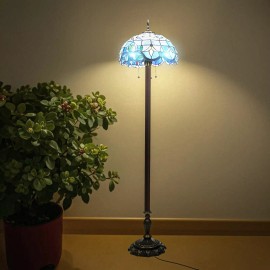 FixtureDisplays Tiffany Style Elegant Floor Lamp 16-Inch Shade Heavy Base Durable Ornate Floral