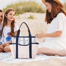 Large Beach Bag - Foldable Travel Cosmetic Pouch,Odor-Resistant Large Mesh Bag for Beach Camping Weekend Fishing Trip Vacation Picnic Outing Commuter Yoga