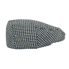 Men's Traditional Style Flat Cap Peaked Hat with Quilted Lining - Black/White Check L/XL