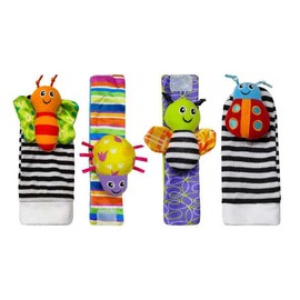 Generic Baby Rattle Socks with Wrist Rattles, Plush Animal Design, Musical Sounds, Set of 4