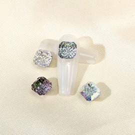 8mm Square Flatback Rhinestones,Radiating Embossed Design, DIY Nail Decorations Phone Cases and Craft Projects (4 Light Colors -10 Per Color)