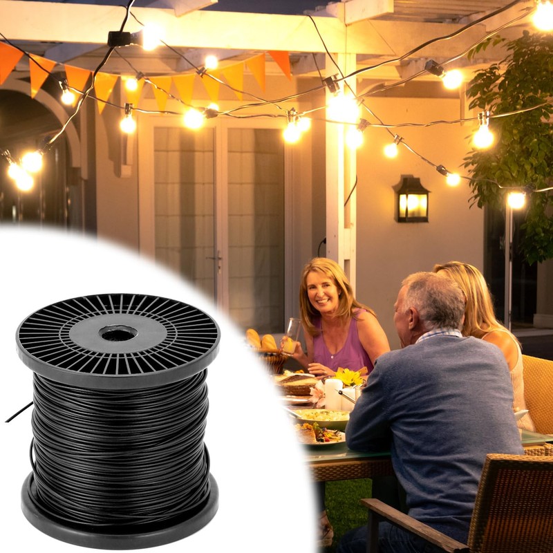 QWORK Globe String Light Suspension Kit - 500FT Black Coated