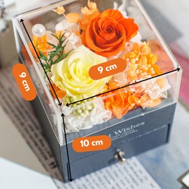 Eternal Flower, Preserved Roses, Rose Gift Box, Acrylic Dome Decor with Wooden Base, Gift for Birthdays, Anniversaries, Weddings, Thanksgiving, Christmas, Mother’s Day (Golden Sunrise)