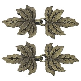 uxcell Cloak Clasp, 2 Pairs Sew on Fasteners Hooks and Eyes Clasp Vintage Sweater Cape Shawl Cardigan Collar Buckles for Clothing(Bronze)