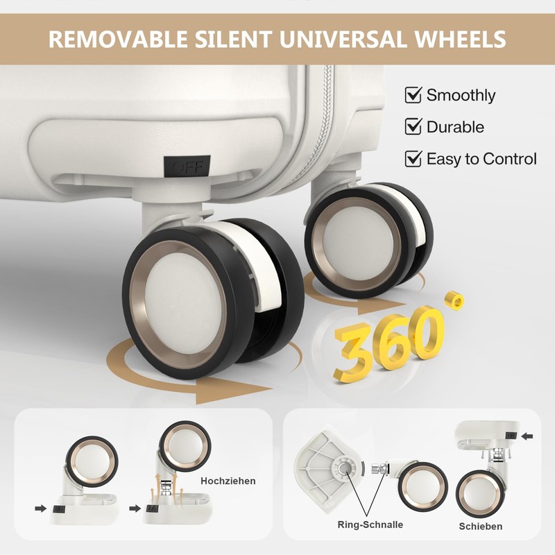Joyway Carry on Luggage With Removable Spinner Wheels & Built-In