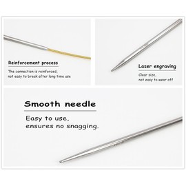 16 Inch Fixed Needle Set Stainless Steel Circular Knitting Needles with Twist Colored Cord Bundle, Lightweight & Smooth for Beginners Handmade DIY Size 1-15