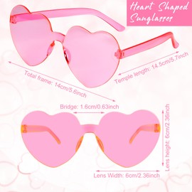 BOUBONI 14/28 Pack Heart Shaped Sunglasses for Women Rimless Heart Party Glasses Bulk Colored Love Sunglasses for Party (14, Pink)