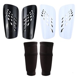 FIBOGOUP 2 Pair Football Shin Guards Kids Adults include Sleeves with Optimized Insert Pocket,Children's Shin Pads Boys Girls -Breathable and lightweight (Black + White-S)