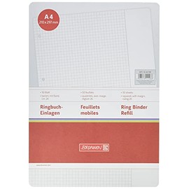 Brunnen 1066918Â Ring Binder Insert Pad A4Â Squared with Margin Ruled 26,Â 50Â Sheets 70Â GSM