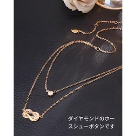 PetPong Women Necklace Horseshoe Pendant Diamond Necklace Horseshoe Double Clavicle Chain Zircon Polished Popular Christmas Birthday Gift Wrapping Jewelry