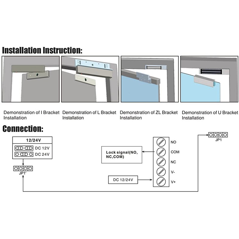 Electric Magnetic Lock 280KG 600LBS Holding Force Electromagnet Lock 12V