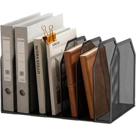 Organizador de Archivos de 7 Rejillas,Revistero Organizador Vertical,Organizadors de Hojas para Documentos Papeles,Bolígrafos,Revistas y Libros,Malla Metálica,Ahorra Espacio,Dimensiones 33x21.4x20 cm