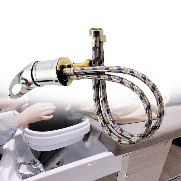 Salon Shampoo Bowl Unit Sink Hot & Cold Faucet Spray Hose Equipment Replacement Part for Beauty Shampoo Sink Hair Salon Barber Shop Spa Water Supply Faucet