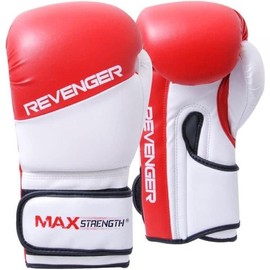 MAXSTRENGTH Boxing Gloves for Muay Thai Training Sparring Gloves, Kickboxing, Fighting, Ideal for Heavy Punch Bag, Grappling Dummy Double End Speed Ball & Focus Pads Punching, 340 g, Red/White