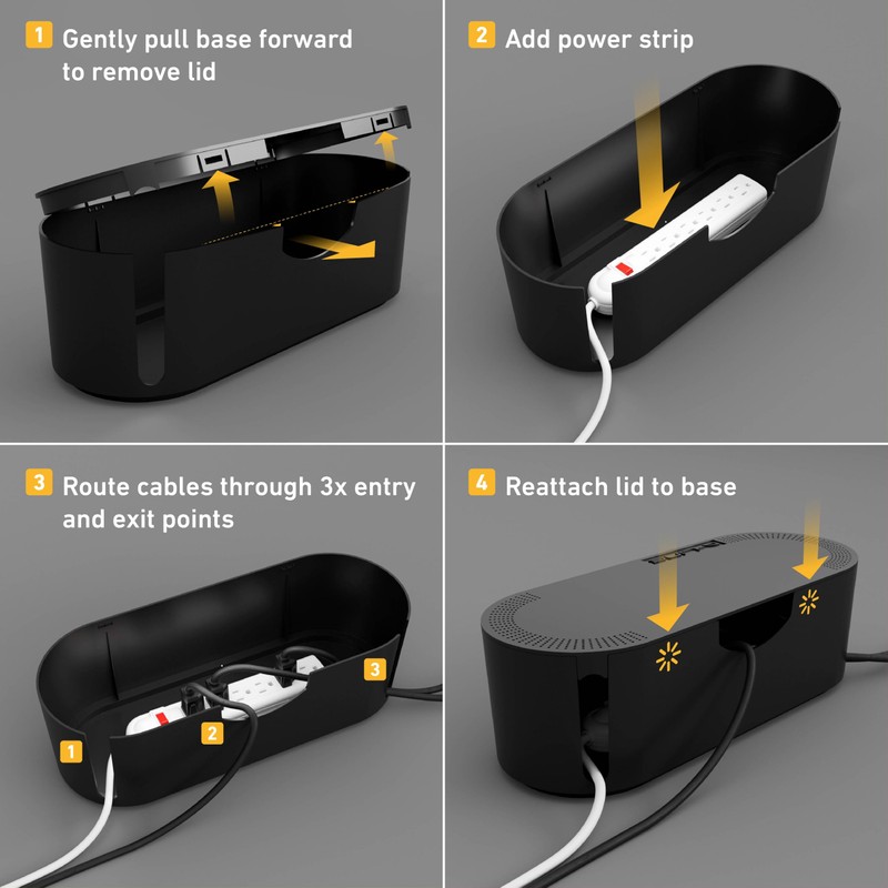 D-Line Cable Management Box, Power Strip Cover, Floor Outlet Hider,