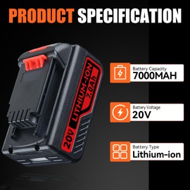 2Pack 7.0Ah 20V LB2X4020 Li-ion Battery Compatible with Black and Decker 20V Battery and Li-ion 2A PCC692L Charger Compatible with Black and Decker Battery Charger