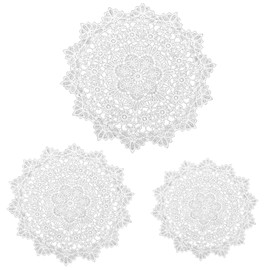 PAVIKE Nordic Vase Placemat, Set of 3, 7.9 x 11.8 inches (20 x 30 x 40 cm), Doily Mat, Round Table Center Mat, Bellflower, Placemat, Cotton Lace, Decorative, Photography Tool