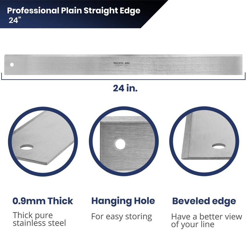 Pacific Arc 24" Straight Edge Stainless Steel 0.09" Thick Steel,