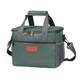 iknoe Large Foldable Cooler Bag, 8.5L Insulated Lunch Bag, Leakproof Lunch Cooler Tote with Multi-Bag Design Suitable for Beach, Picnic and Office Use, Grayish green 15-Can