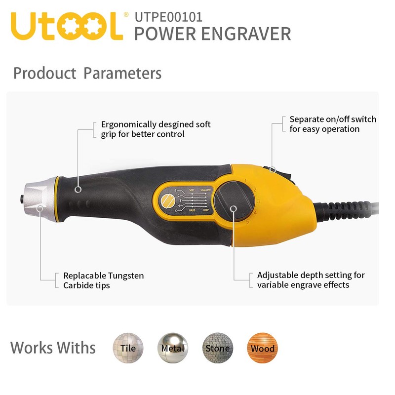 Utool 24W Power Engraving Tool Kit for Wood Metal Glass