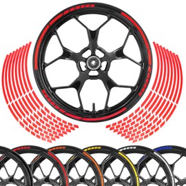 Area1 Motorcycle Scooter Wheel Rim Sticker 15-25 Inch Red Set for 2 Rims Front and Rear