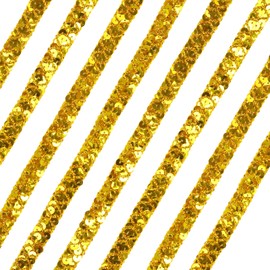 Misscrafts Sequin Lace Trim Braid Lace Ribbon Glitter Sequin Trim for Crafts, Embellishments, Costume Accessories 13M Long (Gold)