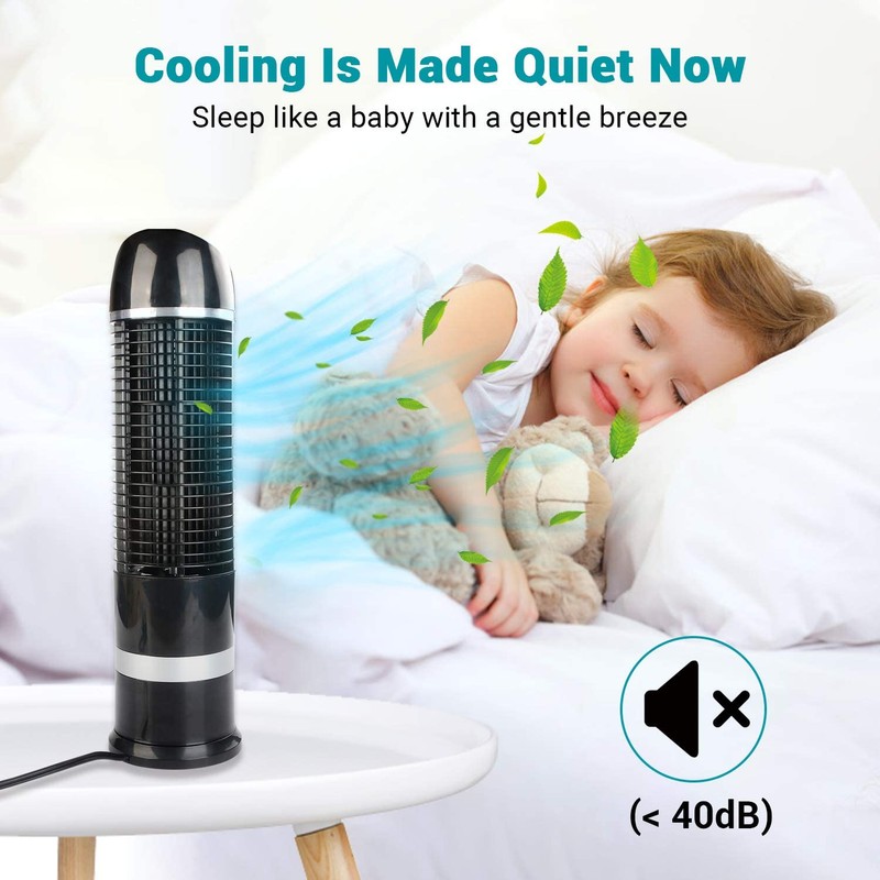 DR.PREPARE Oscillating Tower Fan, Desk Table Fan with 3 Speeds,