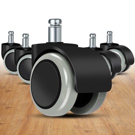 Office chair wheels (set of 5) - 11mmX22mm replacement hard floor castor wheels for gaming chair, desk chair, office chair castors to protect floors, ideal for wooden floor, tile and carpet (grey-new)