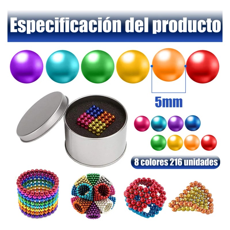 Antiestres Juguetes Juego Magnéticas De Bolas 216 Piezas Kit