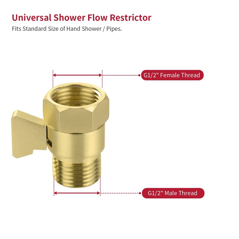 Water Flow Control Valve Brass Shut Off Valve,Brushed Brass Adjustable