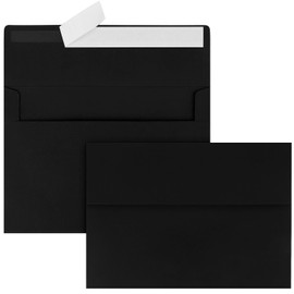 Meiikun Envelopes 5x7, 50 Pack A7 Envelopes Self Seal, Printable Invitation Envelopes for 5x7 Thank You Cards, Wedding Invitations, Photo Paper, Black Envelope for Graduation, Baby Shower, Party