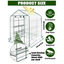 2 in 1 Greenhouse for Outdoors with 2 Protective Net, Kalolary 7FT Portable Walk in Greenhouse Plant Garden Green House for Winter Summer Large Garden Greenhouse with Door Heavy Duty Greenhouse (1PC)