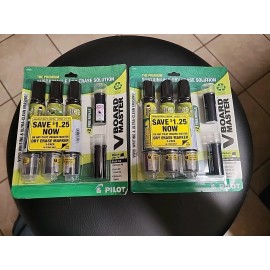 Pilot V Board Master Dry Erase Markers Black Pack of 3 With 2 Refills Lot Of 2