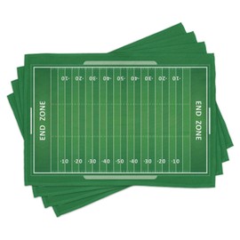 Lunarable Football Place Mats Set of 4, Field of The Game Strategy Tactics End Zone Touchdown Sports Competition Theme, Washable Fabric Placemats for Dining Table, Standard Size, White Green