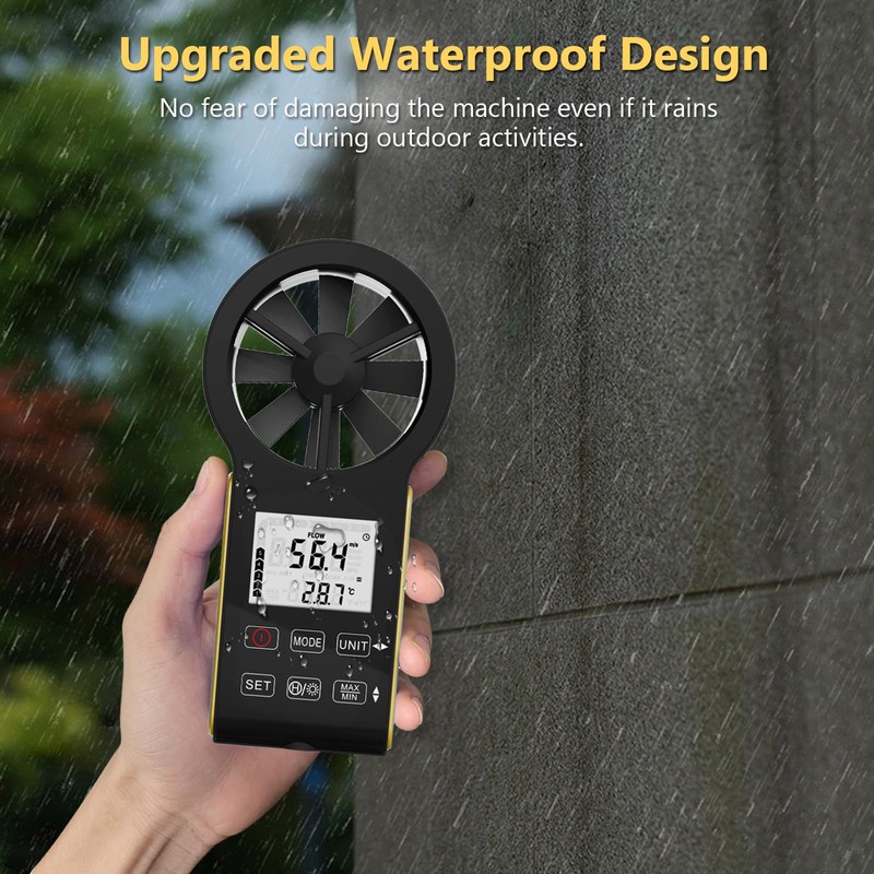 GOYERRNES Handheld Anemometer CFM Meter, Rechargeable Digital Air Flow Wind