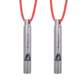 iBasingo Titanium Whistle Outdoor Camping Hiking Hunting Climbing Emergency Survival Loud Whistle Coaches Training Sports Keychain Whistle With Lanyard 2 Pack Ti9010O
