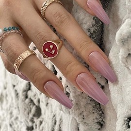 Redykat 24PCS Glossy Coffin Press On Nails, Salon Quality Nail art, Extra Long Acrylic Fake Nails, False Nails, Home Quick Manicure……… (purple ombre)