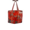 Quilted Cotton Tote Bag, Orange Tropical Safari Print, Striped Handles