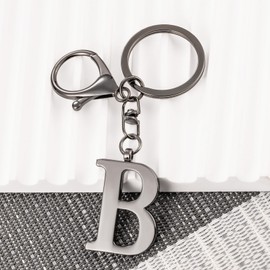 LAXPICOL Black Keychain Letter B Keychains for Women Men Bag Charms Purse Charms For Handbags Metal Alphabet Initial Letter Key Ring Keychain