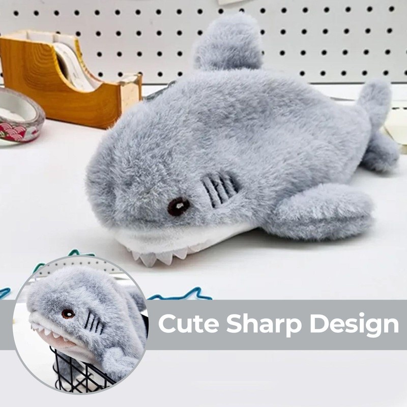SLEEKEE 1 Piece Grey Shark Pencil Case, Cute Shark Pencil