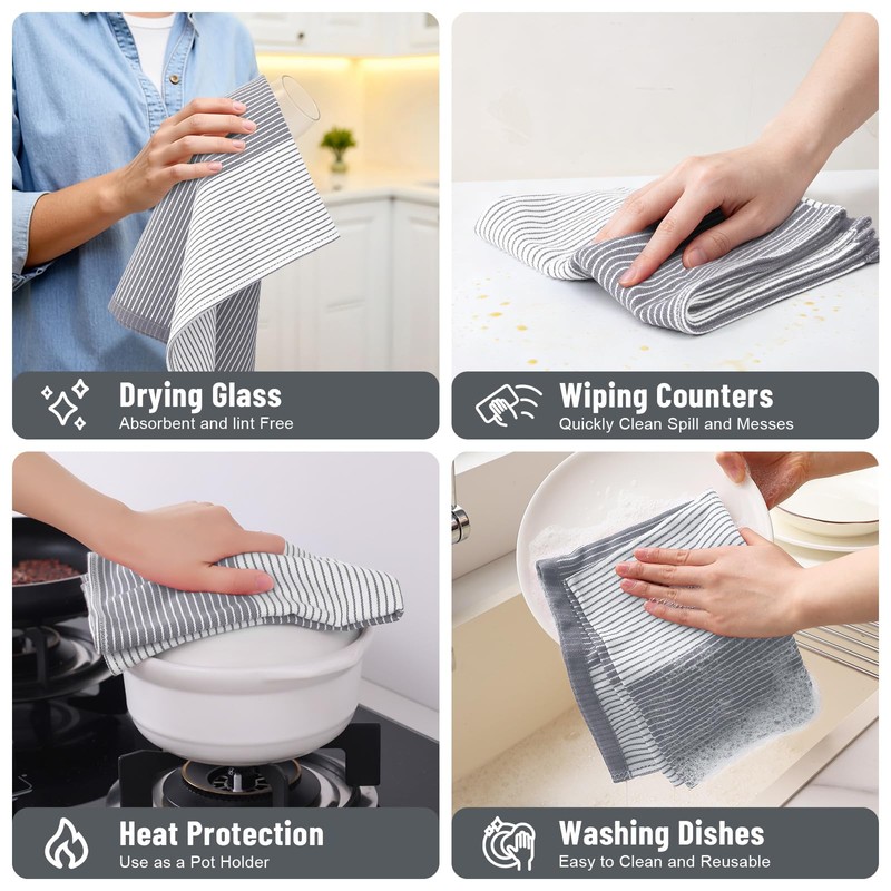 Homaxy Premium Cotton Kitchen Towels 18"x 28", 6 Pack Large