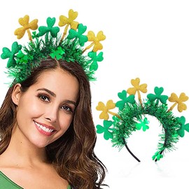 Coridy St. Patrick's Day Headbands Big Shamrock Hairbands Green Clover Headpiece Glitter Sequins Festive Parade Costume Party Hair Accessories for Women Girls