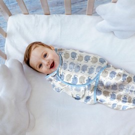 GLLQUEN BABY 3-Pack Organic Baby Swaddle Sleep Sacks for Newborn - Baby Swaddles 0-3 Months, Baby Swaddle Sack, Blue & Elephant & Stripe, Baby Swaddle Blanket Wrap (Small/Medium)