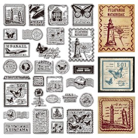 CRASPIRE Vintage Postmark Clear Rubber Stamp 11.7x8.3 inch Postage Background Big Size Transparent Silicone Seals Stamp for Journaling Card Making DIY Scrapbooking Handmade Photo Album Notebook Decor
