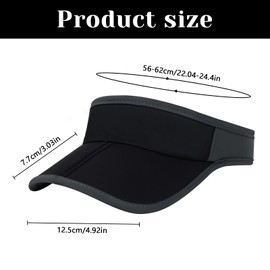 YAMEIZE Sun Visor Cap Women Men Sun Protection Head Sun Cap Lightweight Foldable Quick Drying Tennis Cap Summer Sports, black, 55-60